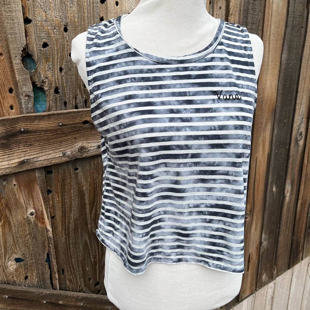 Vans Blue Gray And White Striped Muscle Top Size Small
